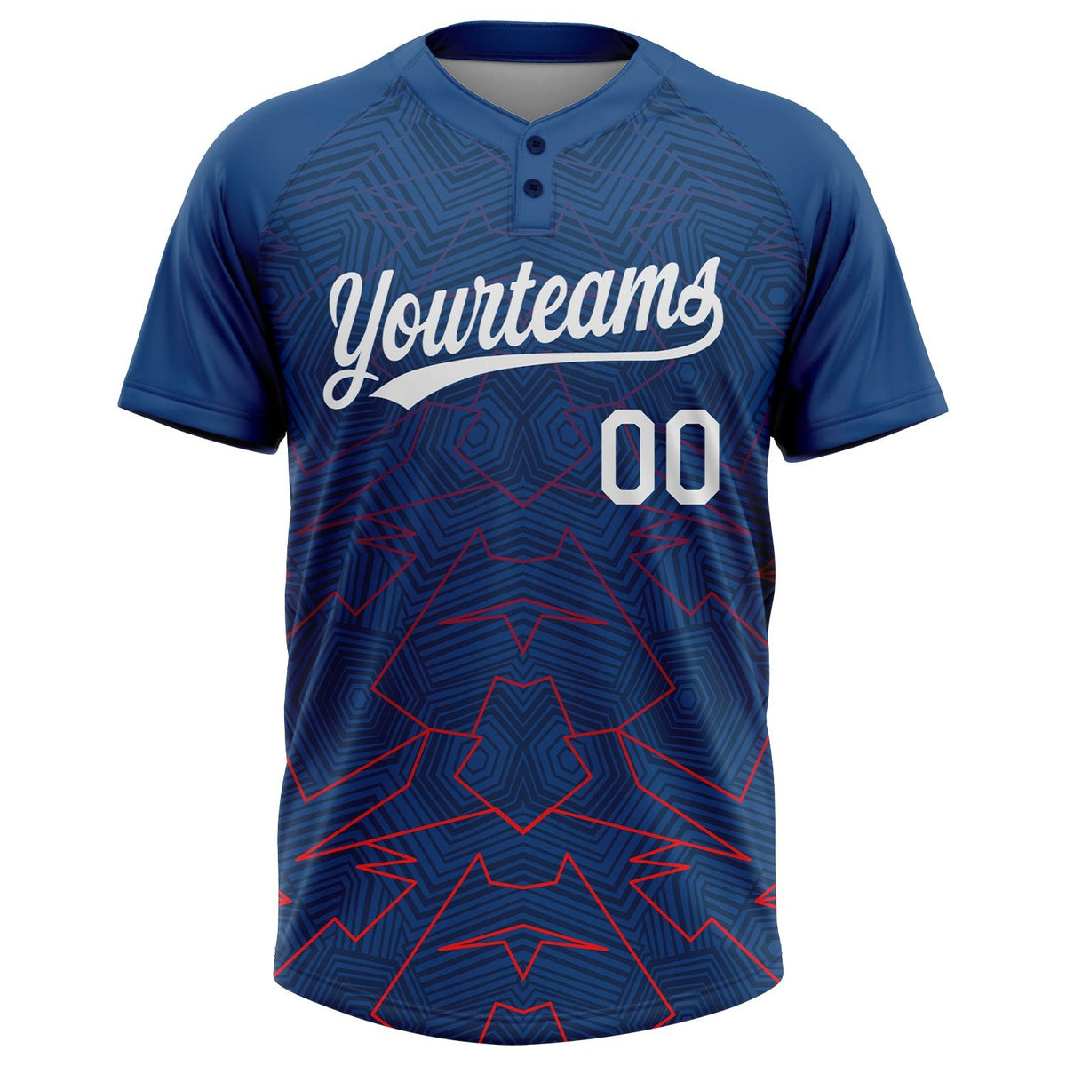 Custom US Navy Blue White-Red 3D Pattern Two-Button Unisex Softball Jersey photo 2