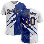 Custom Graffiti Pattern Royal-Old Gold 3D Two-Button Unisex Softball Jersey