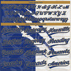 Custom Graffiti Pattern Royal-Old Gold 3D Two-Button Unisex Softball Jersey photo 4