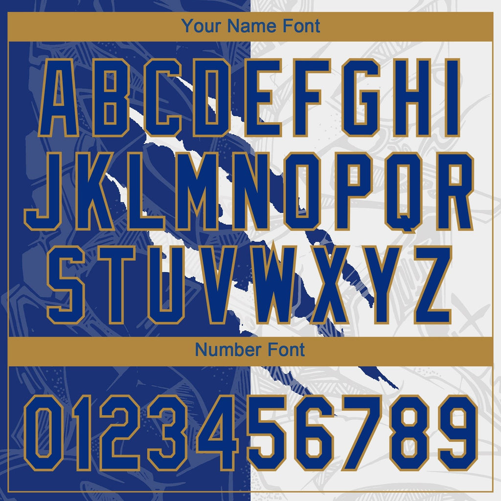 Custom Graffiti Pattern Royal-Old Gold 3D Two-Button Unisex Softball Jersey photo 5