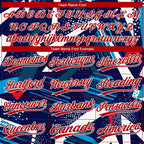 Custom Navy Red-White 3D Pattern Two-Button Unisex Softball Jersey photo 4