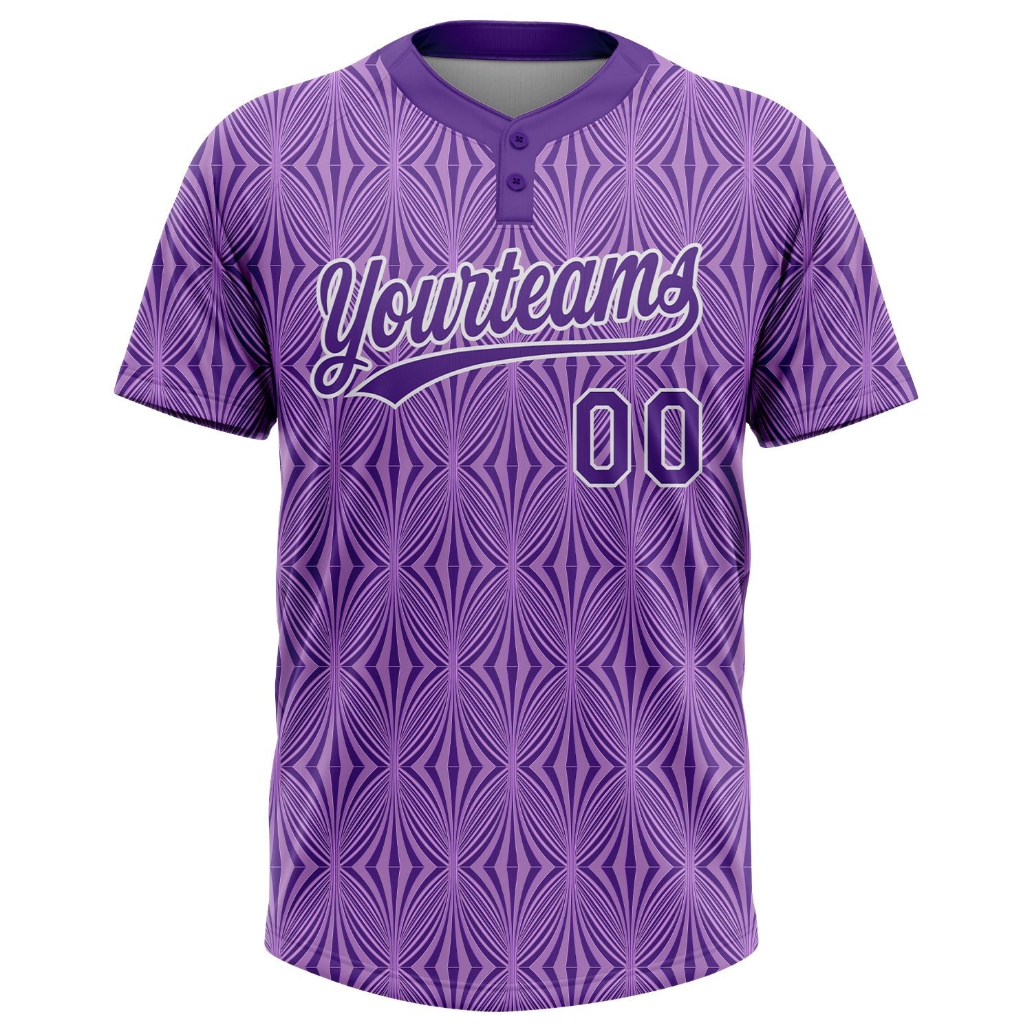 Custom Purple Purple-White 3D Pattern Two-Button Unisex Softball Jersey photo 2