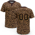Custom Brown Brown-Old Gold 3D Pattern Leopard Two-Button Unisex Softball Jersey