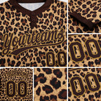 Custom Brown Brown-Old Gold 3D Pattern Leopard Two-Button Unisex Softball Jersey detail