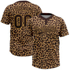 Custom Brown Brown-Old Gold 3D Pattern Leopard Two-Button Unisex Softball Jersey photo 1