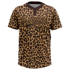 Custom Brown Brown-Old Gold 3D Pattern Leopard Two-Button Unisex Softball Jersey photo 2