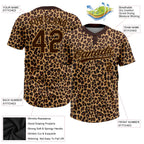Custom Brown Brown-Old Gold 3D Pattern Leopard Two-Button Unisex Softball Jersey photo 3