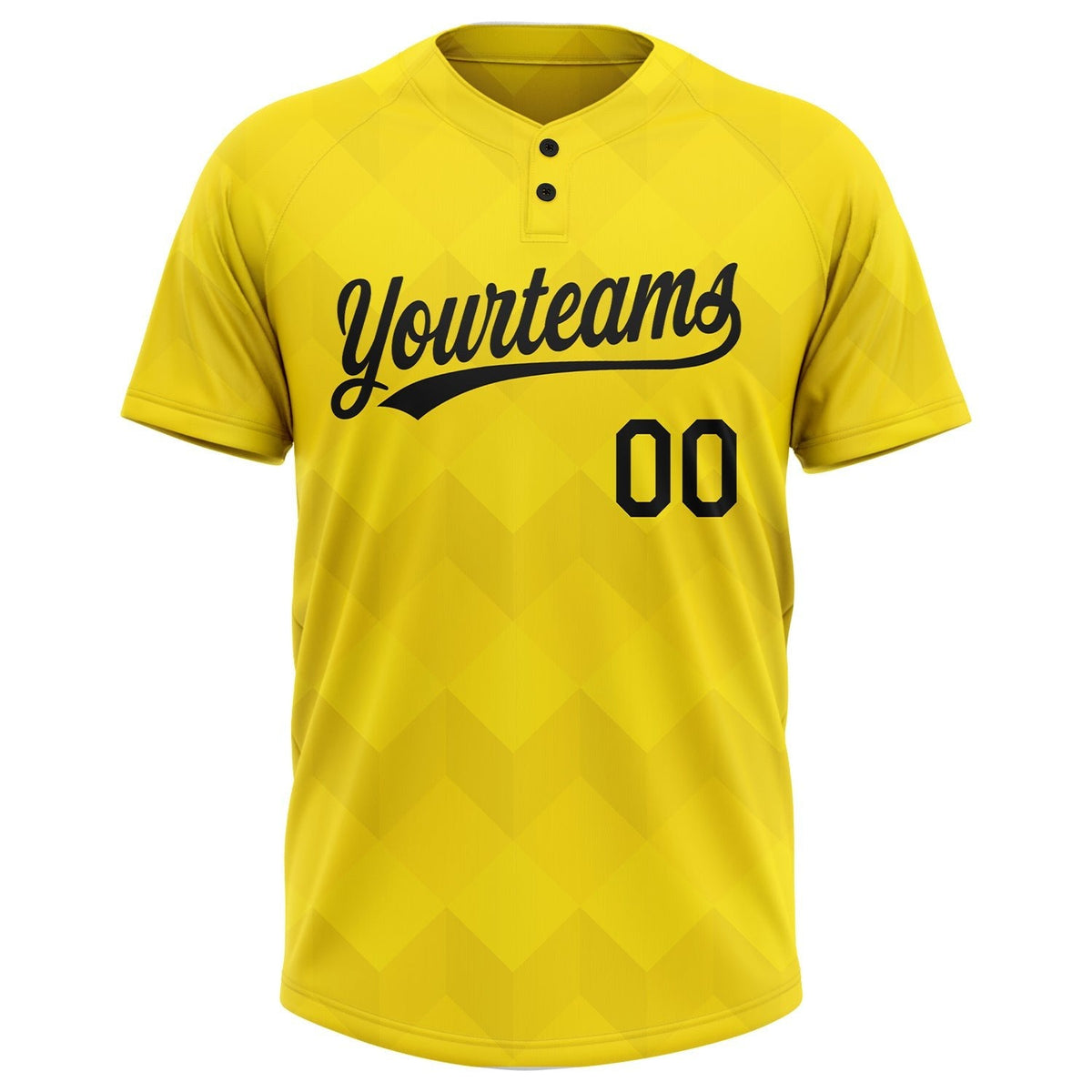Custom Gold Black 3D Pattern Two-Button Unisex Softball Jersey photo 2