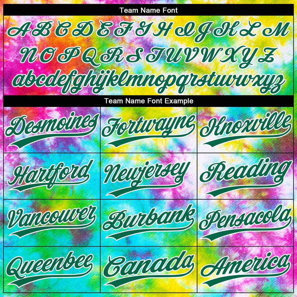 Custom Tie Dye Kelly Green-White 3D Rainbow Two-Button Unisex Softball Jersey photo 4