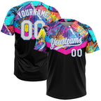 Custom Black White-Light Blue 3D Pattern Two-Button Unisex Softball Jersey photo 1