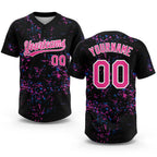 Custom Black Pink-White 3D Pattern Two-Button Unisex Softball Jersey