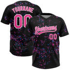 Custom Black Pink-White 3D Pattern Two-Button Unisex Softball Jersey photo 1