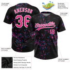 Custom Black Pink-White 3D Pattern Two-Button Unisex Softball Jersey photo 3