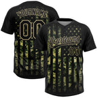 Custom Camo Black-Old Gold 3D American Flag Salute To Service Two-Button Unisex Softball Jersey photo 1