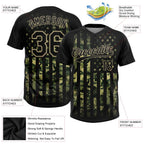 Custom Camo Black-Old Gold 3D American Flag Salute To Service Two-Button Unisex Softball Jersey photo 3