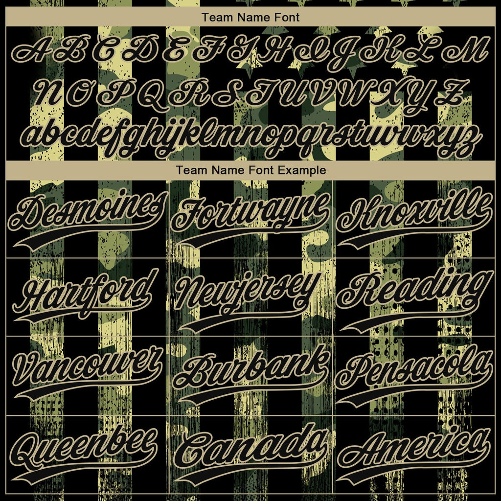 Custom Camo Black-Old Gold 3D American Flag Salute To Service Two-Button Unisex Softball Jersey photo 4