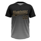Custom Black Black-Old Gold 3D Pattern Two-Button Unisex Softball Jersey photo 2