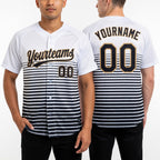 Custom White Black-Old Gold 3D Pattern Two-Button Unisex Softball Jersey worn front and back