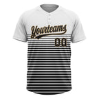 Custom White Black-Old Gold 3D Pattern Two-Button Unisex Softball Jersey photo 2