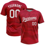 Custom Red White 3D Pattern Two-Button Unisex Softball Jersey photo 1