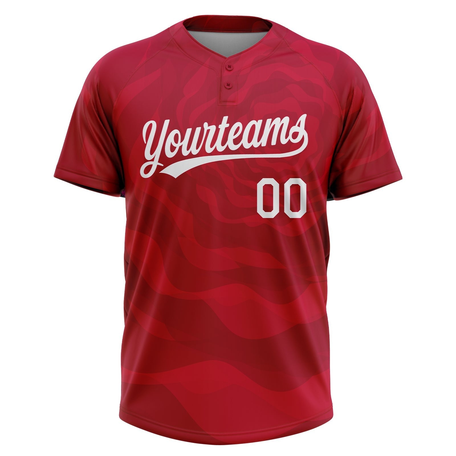 Custom Red White 3D Pattern Two-Button Unisex Softball Jersey photo 2