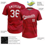 Custom Red White 3D Pattern Two-Button Unisex Softball Jersey photo 3