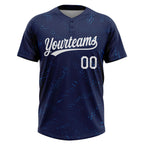 Custom Navy White 3D Pattern Two-Button Unisex Softball Jersey photo 2