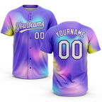 Custom Purple White-Pink 3D Pattern Two-Button Unisex Softball Jersey