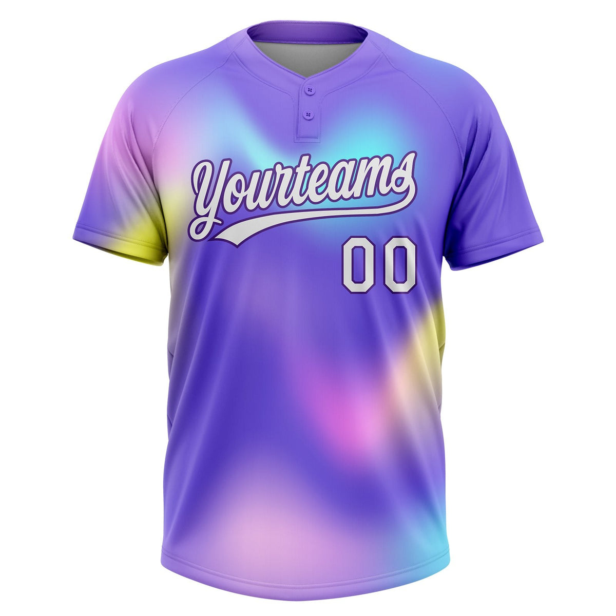 Custom Purple White-Pink 3D Pattern Two-Button Unisex Softball Jersey photo 2
