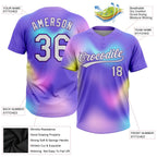 Custom Purple White-Pink 3D Pattern Two-Button Unisex Softball Jersey photo 3