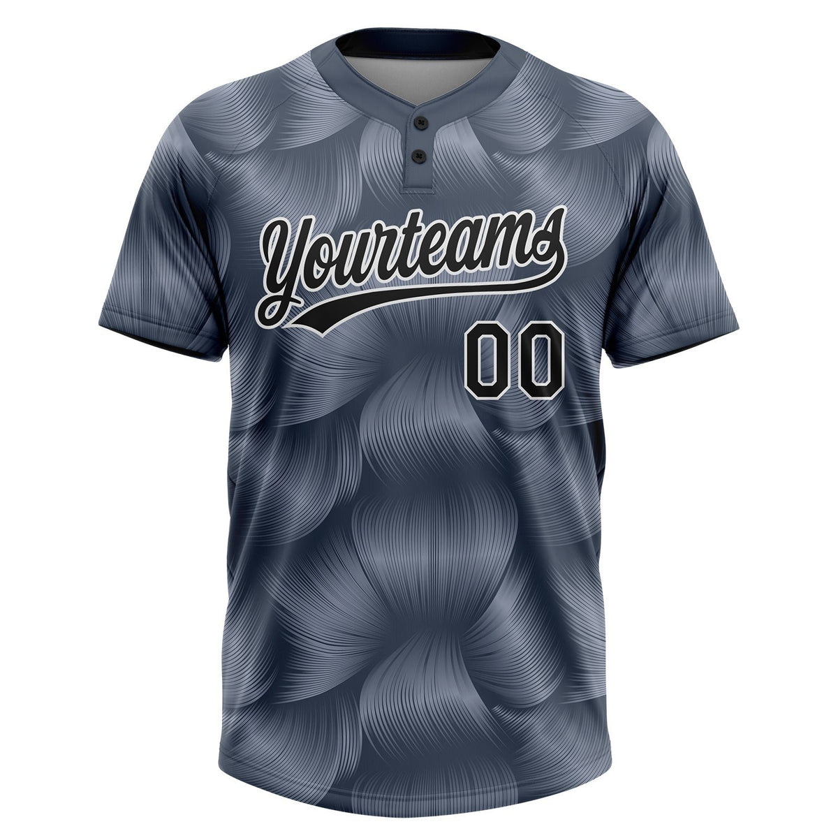 Custom Steel Gray Black-White 3D Pattern Two-Button Unisex Softball Jersey photo 2