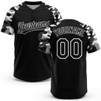 Custom Black Black-Camo 3D Pattern Two-Button Unisex Softball Jersey