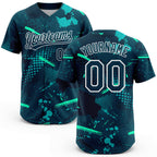 Custom Green Midnight Green-Teal 3D Pattern Two-Button Unisex Softball Jersey