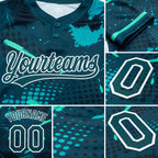 Custom Green Midnight Green-Teal 3D Pattern Two-Button Unisex Softball Jersey detail