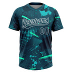 Custom Green Midnight Green-Teal 3D Pattern Two-Button Unisex Softball Jersey photo 2