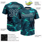 Custom Green Midnight Green-Teal 3D Pattern Two-Button Unisex Softball Jersey photo 3