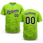 Custom Neon Green Black-White 3D Pattern Two-Button Unisex Softball Jersey