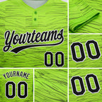 Custom Neon Green Black-White 3D Pattern Two-Button Unisex Softball Jersey detail