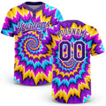 Custom Tie Dye Purple-White 3D Two-Button Unisex Softball Jersey
