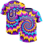 Custom Tie Dye Purple-White 3D Two-Button Unisex Softball Jersey photo 1