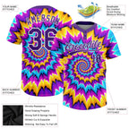 Custom Tie Dye Purple-White 3D Two-Button Unisex Softball Jersey photo 3