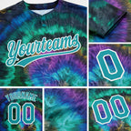 Custom Tie Dye Teal-White 3D Two-Button Unisex Softball Jersey detail