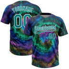 Custom Tie Dye Teal-White 3D Two-Button Unisex Softball Jersey photo 1