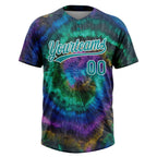 Custom Tie Dye Teal-White 3D Two-Button Unisex Softball Jersey photo 2