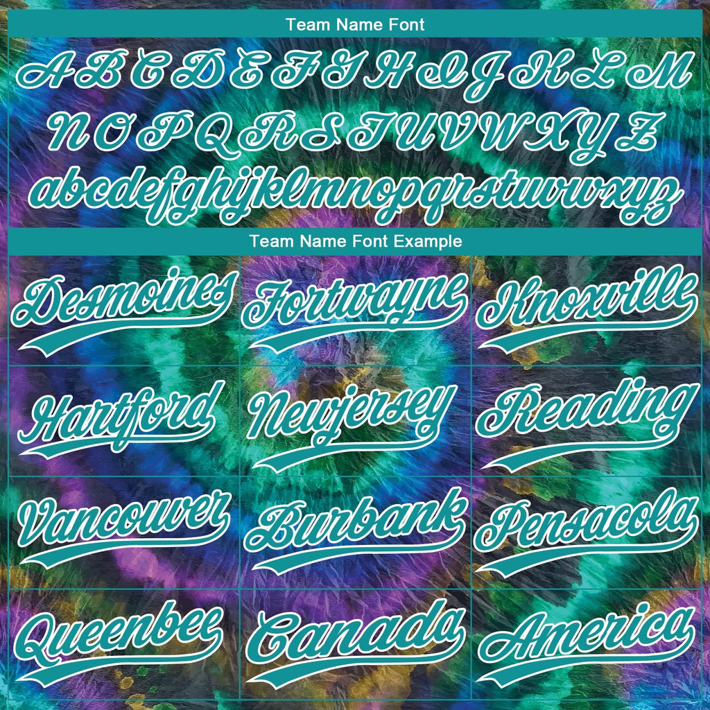 Custom Tie Dye Teal-White 3D Two-Button Unisex Softball Jersey photo 4