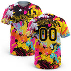 Custom Graffiti Pattern Black-Gold 3D Bright Psychedelic Two-Button Unisex Softball Jersey