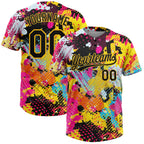 Custom Graffiti Pattern Black-Gold 3D Bright Psychedelic Two-Button Unisex Softball Jersey photo 1