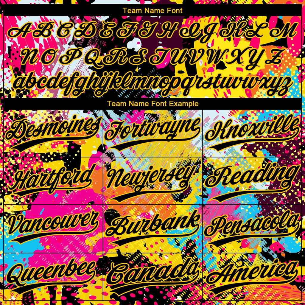 Custom Graffiti Pattern Black-Gold 3D Bright Psychedelic Two-Button Unisex Softball Jersey photo 3