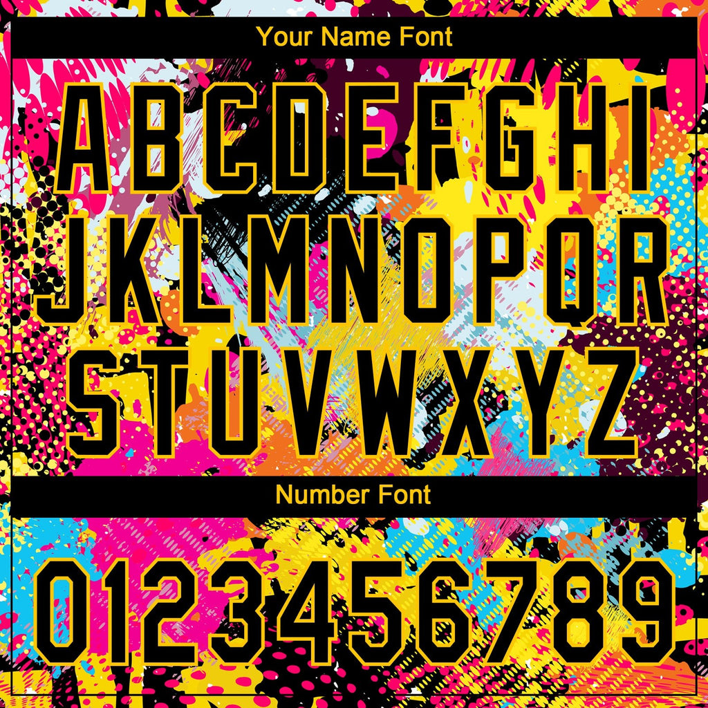 Custom Graffiti Pattern Black-Gold 3D Bright Psychedelic Two-Button Unisex Softball Jersey photo 4