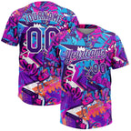 Custom Graffiti Pattern Purple-White 3D Bright Psychedelic Two-Button Unisex Softball Jersey photo 1